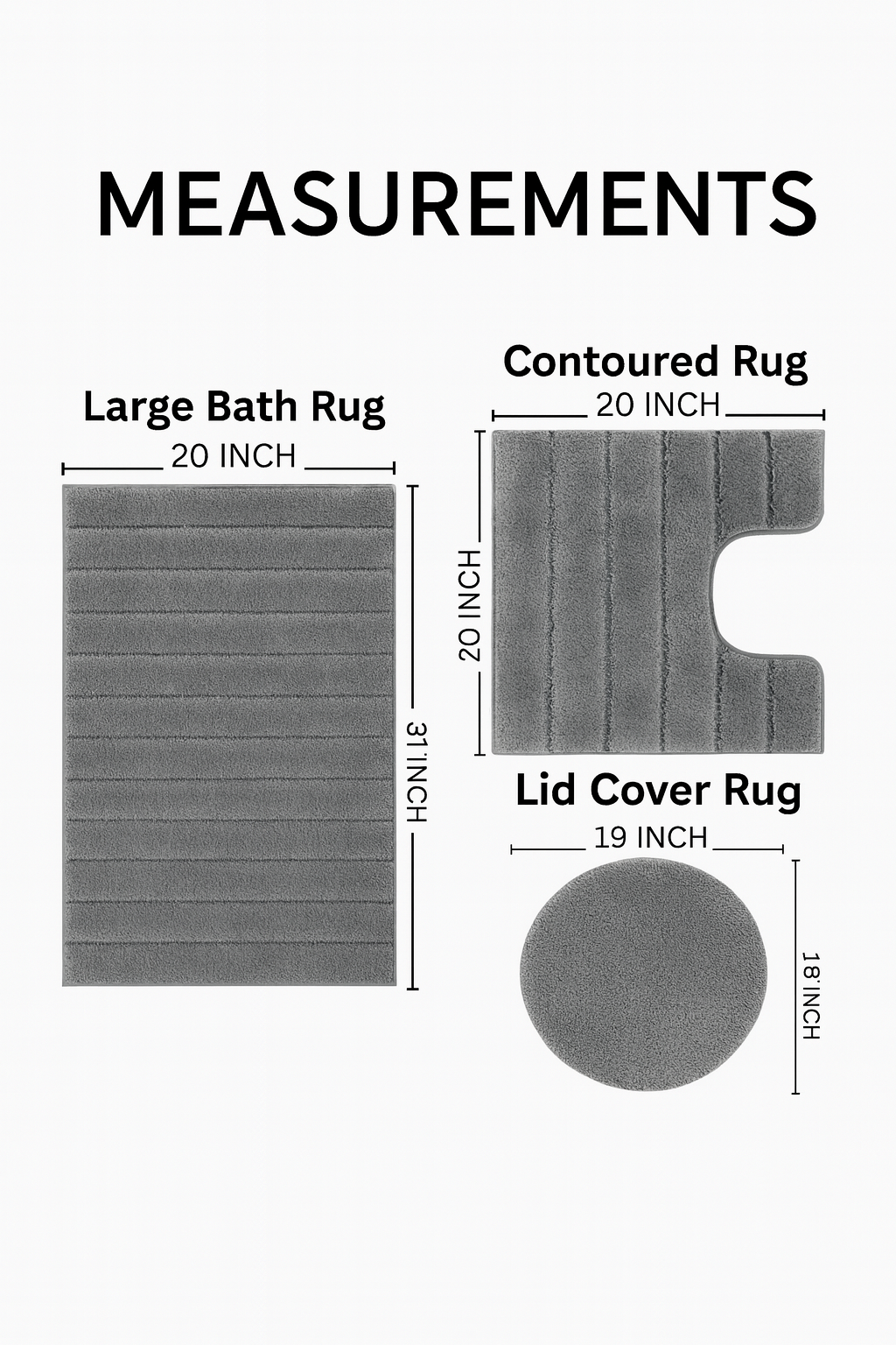 FonteLusso 3-Piece Bath Rug Set β Plush, Slip-Resistant, Machine Washable