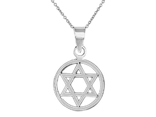 Silver Star Of David Pendant With 16 inch Link Chain