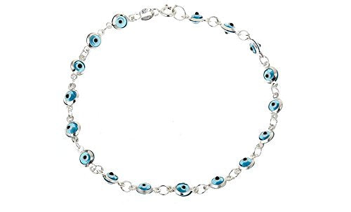 Ben & Jonah 925 Sterling Silver Evil Eye 8 inch Bracelet - Lt. Blue