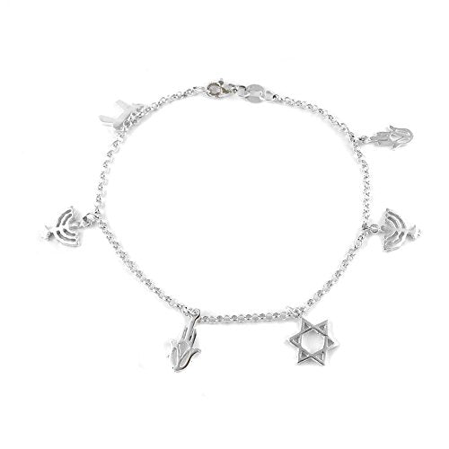 Ben & Jonah 925 Sterling Silver Judaica Charm Bracelet (7.5 inch L)