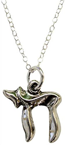 Silver Chai Necklace - Chain 18 inch Pendant 1/2 inch W X 3/4 inch H -