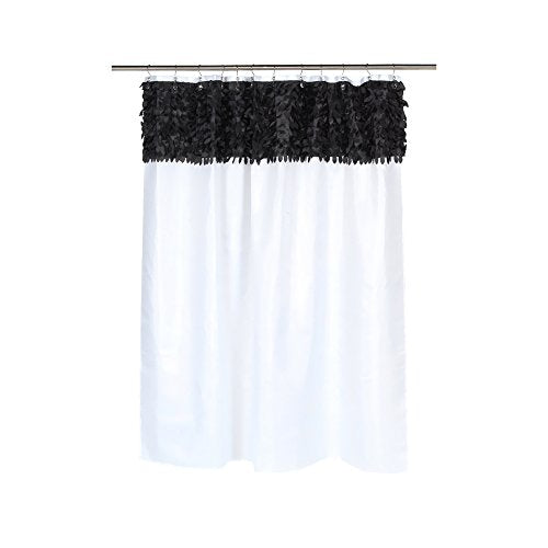 Park Avenue Deluxe Collection Park Avenue Deluxe Collection inch Jasmine inch Fabric Shower Curtain in Black/White