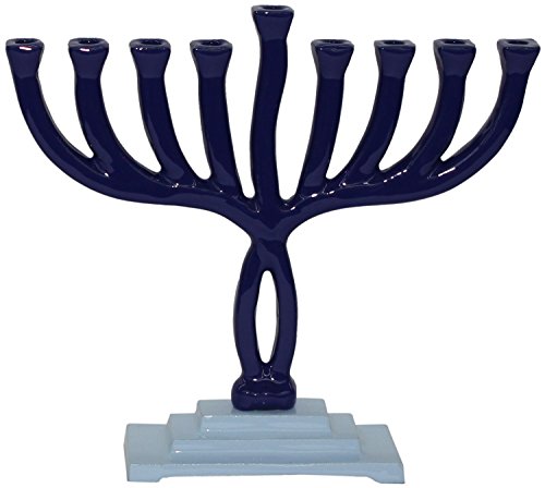 Lamp Lighters Ultimate Judaica Menorah 2 Tone 8.5 inch H (Blue)