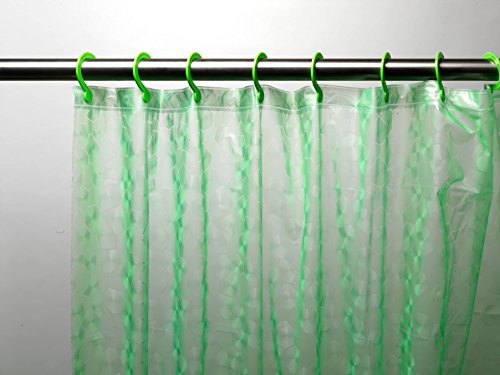 Royal Bath 3D Effect Embossed 5-Gauge PEVA Shower Curtain with Built-in Hooks (70 inch x 72 inch ) - Electric Green