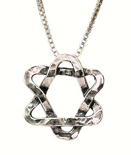 Silver Star Of David Squiggle Necklace - Chain 16 inch Pendant 1/2 inch X 1/2 inch