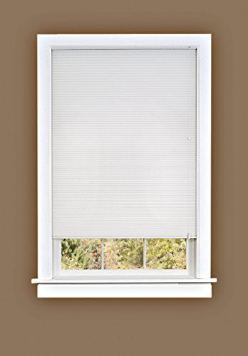 Busy Bee Collection Set of 2 White Honeycomb Cellular Pleated Light Filtering Room Insulating Shades (23 inch x 64 inch )