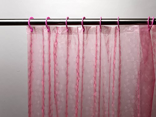 Royal Bath 3D Effect Embossed 5-Gauge PEVA Shower Curtain with Built-in Hooks (70 inch x 72 inch ) - Pink