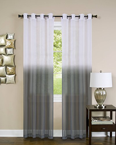 Quintessence Ombre Sheer Window Curtain Panel (52 inch x 84 inch ) - Charcoal