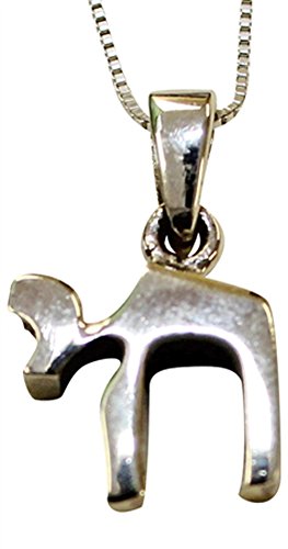 Silver Chai Necklace - Chain 18 inch Pendant 1/2 inch H 1/2 inch W