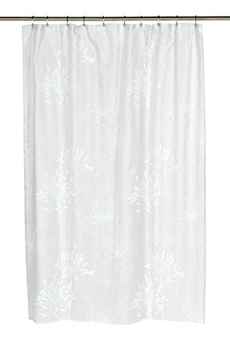 BenandJonah Collection Fabric Shower Curtain 70 x 72 inch Flowery Design White/Spa