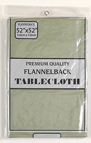 Simple Elegance by Bon Appetit Solid Color Vinyl Tablecloth with Polyester Flannel Backing - Sage Rectangle (52 inch x 90 inch )