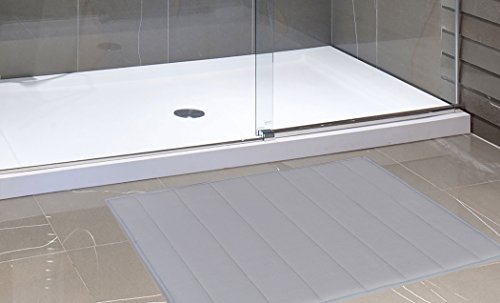 Royal Bath Collection Luxurious Memory Foam Solid Color Medium (17 inch x 24 inch ) Bath Mat with Anti-Slip Latex Backing (Pewter)