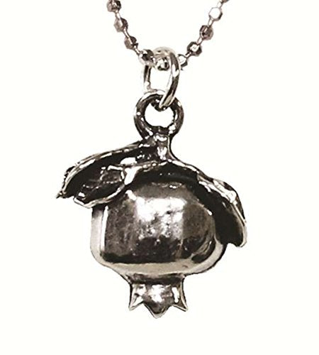 Silver Pomegranate Necklace - Chain 16 inch Pendant 1/2 inch X 1/2 inch