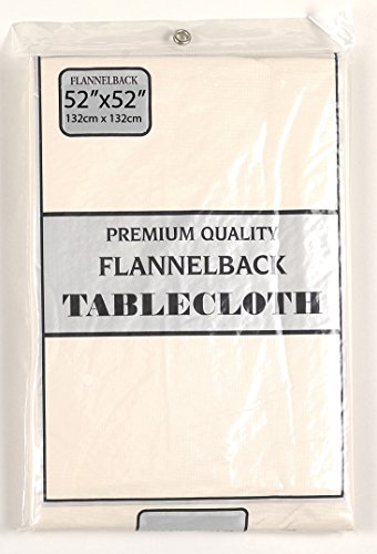 Dinner Collection by Bon Appetit Solid Color Vinyl Tablecloth with Polyester Flannel Backing - Ivory Rectangle (52 inch x 90 inch )