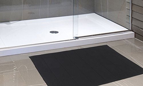 Royal Bath Collection Luxurious Memory Foam Solid Color Medium (17 inch x 24 inch ) Bath Mat with Anti-Slip Latex Backing (Black)