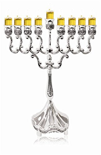 Lamp Lighters Ultimate Judaica Silver Plated Menorah - 11.5 inch H X 9 inch W