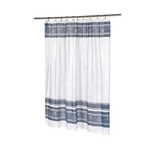Park Avenue Deluxe Collection Park Avenue Deluxe Collection inch Fleur inch Fabric Shower Curtain in Silver