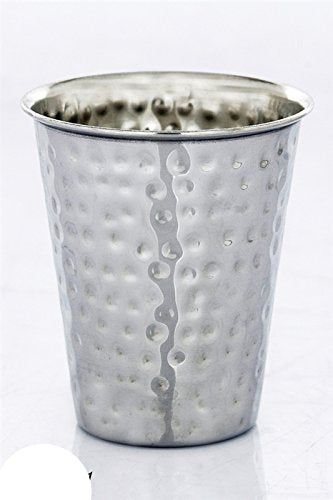 Stainless Steel Hammered Kiddush Cup - Cup 3 inch H 2.5 inch