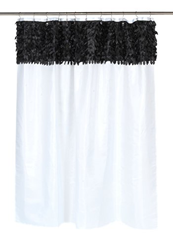 BenandJonah Collection Fabric Shower Curtain 70 x 72 inch Goosy Top Black & White