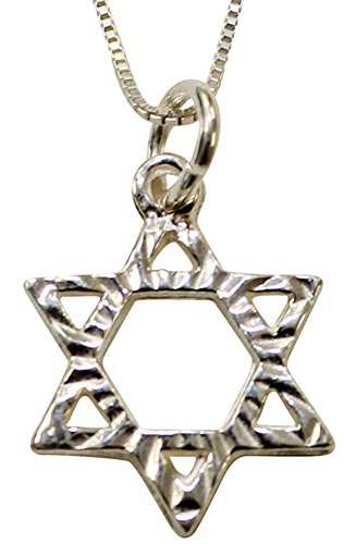 Silver Star Of David Necklace - Chain 18 inch Pendant 1/2 inch H 1/2 inch W