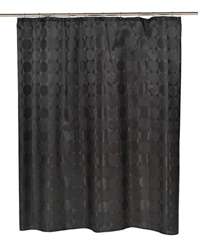 Royal Bath Collection Circle Line Fabric Shower Curtain 70 inch x 72 inch (Black)