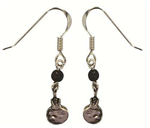 Silver Pomegranate Earrings With Garnet - Pomegranate 1/2 inch X 1/2 inch