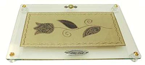 Ultimate Judaica Challah Tray On Legs Tulip - Brown - 15 inch W X 10 inch L