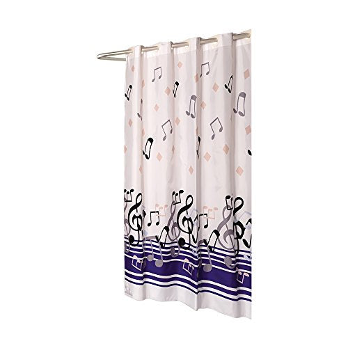 Park Avenue Deluxe Collection Park Avenue Deluxe Collection Extra Wide EZ-ON? inch Blue Note inch Polyester Shower Curtain