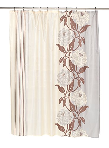 Royal Bath Chelsea Floral Design Fabric Shower Curtain in Chocolate Size: 70 inch x 72 inch