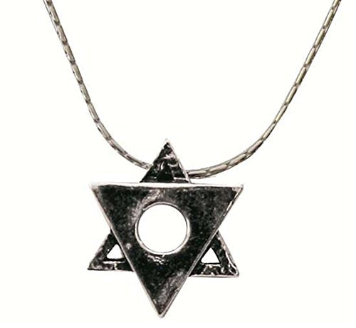 Silver Star Of David Necklace - Chain 16 inch Pendant 1/2 inch X 1/2 inch