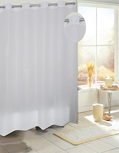 Royal Bath Easy On (No Hooks Needed) PEVA Non-Toxic Shower Curtain Liner (70 inch x 72 inch ) with Built in Hooks - Frosty Clear