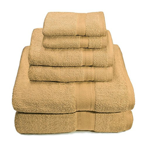 Premium Plush 100% Cotton 650 GSM 6 Piece Towel Set: 2 Bath Towels (30 inch x 56 inch ) 2 Hand Towels (16 inch x 30 inch ) and 2 Wash Cloths (14 inch x 14)