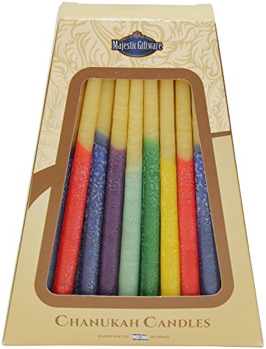 Lamp Lighters Ultimate Judaica Safed Chanukah Candles Beeswax - 45 Pack - Multi Color - 6 inch