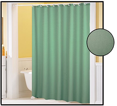 Royal Bath Waffle Weave Textured Fabric Shower Curtain with Metal Grommets (70 inch x 72 inch ) - Sage