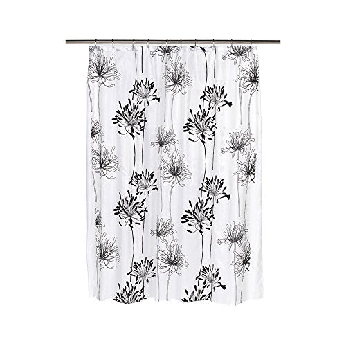 Park Avenue Deluxe Collection Park Avenue Deluxe Collection inch Cologne inch Fabric Shower Curtain with Poly Taffeta Flocking in Black/White
