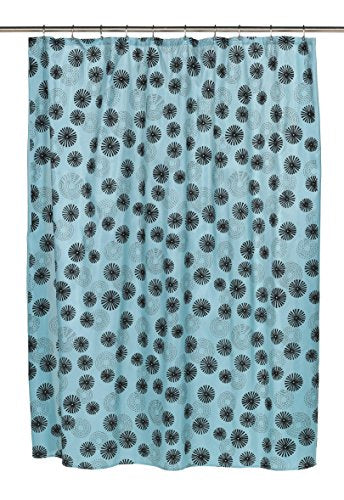 BenandJonah Collection Fabric Shower Curtain 70 x 72 inch Vienna Blue/Black