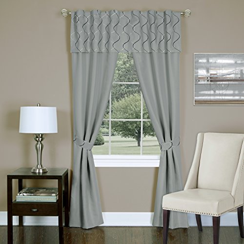 Ben&Jonah Collection Trellis - 5 Piece Window Curtain Set - 55x84 - Silver