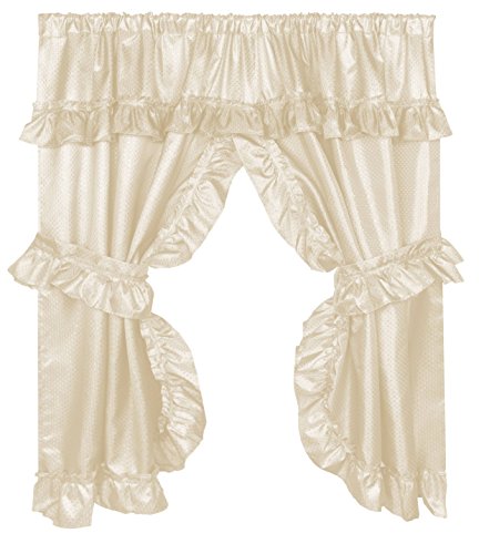 Royal Bath Double Swag Diamond Piqued PEVA non-Toxic Bathroom Window Curtain (70 inch x 45 inch ) - Ivory