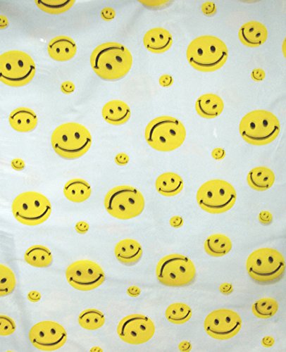 Royal Bath 5 Gauge Vinyl Print Shower Curtain Liner (72 inch x 72 inch ) - Happy Face