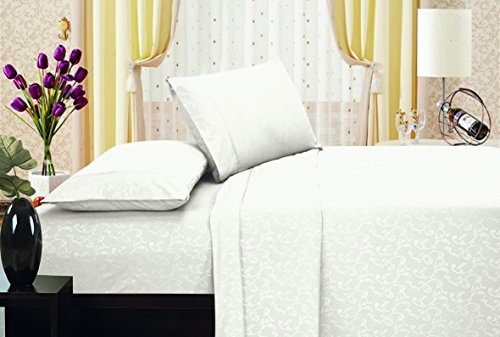 Ben&Jonah Designer Plush Queen Flower Embossed Sheet Set -White