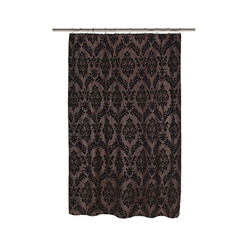 Park Avenue Deluxe Collection inch Regal inch Fabric Shower Curtain with Poly Taffeta Flocking in Black/Brown