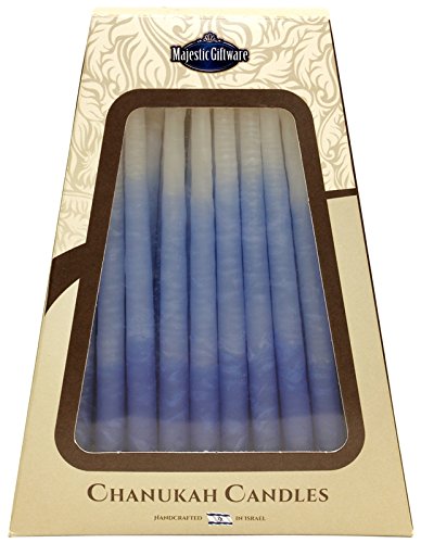 Lamp Lighters Ultimate Judaica Safed Chanukah  Candles - 45 Pack - Blue/White - 6 inch