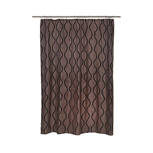 Park Avenue Deluxe Collection Park Avenue Deluxe Collection inch Geneva inch Fabric Shower Curtain with Poly Taffeta Flocking in Black/Brown