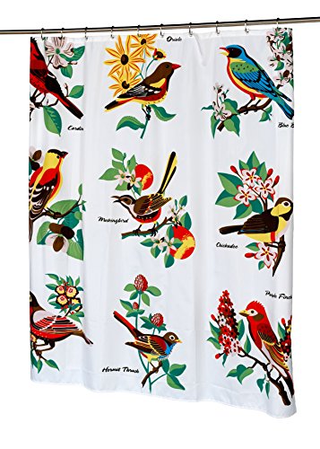 BenandJonah Collection Fabric Shower Curtain 70 x 72 inch Aviary Bird Lovers Audubon