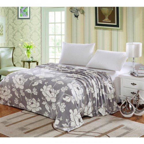 Ben&Jonah Designer Plush King Madison Micro Fleece Jacquard Blanket -Grey