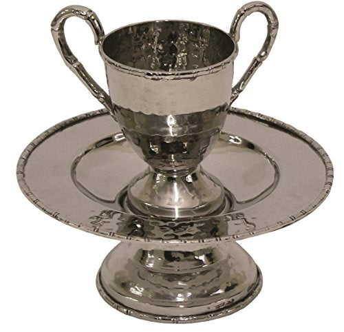 Beracha Collection Stainless Steel Mayim Achronim set (Bowl 5.5 inch W X 2.5 inch H Cup 2.25 inch W X 3 inch H 2 Silver Hadles)