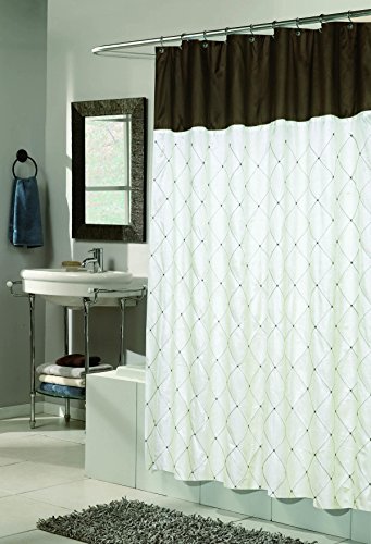 BenandJonah Collection Fabric Shower Curtain 70 x 72 inch Diamond Design Balmoral Brown/Blue