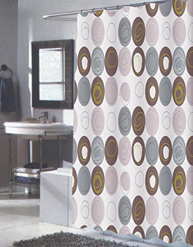 Modern Art Extra Long Circle Line Fabric Shower Curtain Size: 70 inch x 84 inch