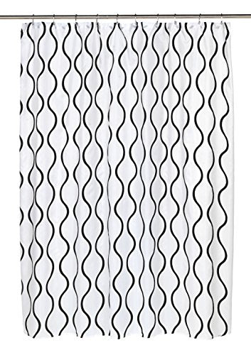Royal Bath Squiggly Lines Geneva Fabric Shower Curtain with Poly Taffeta Flocking in Black/White Size: 70 inch x 72 inch