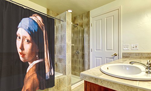 Royal Bath Coquete Girl with the Pearl Earring Fabric Shower Curtain Size: 70 inch x 72 inch